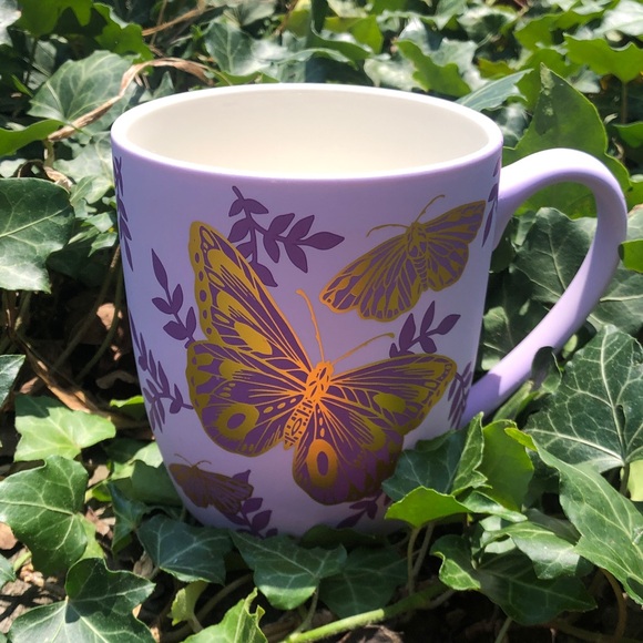seeds & sunshine Other - Lilac Butterfly Ceramic Mug with Gold Accent